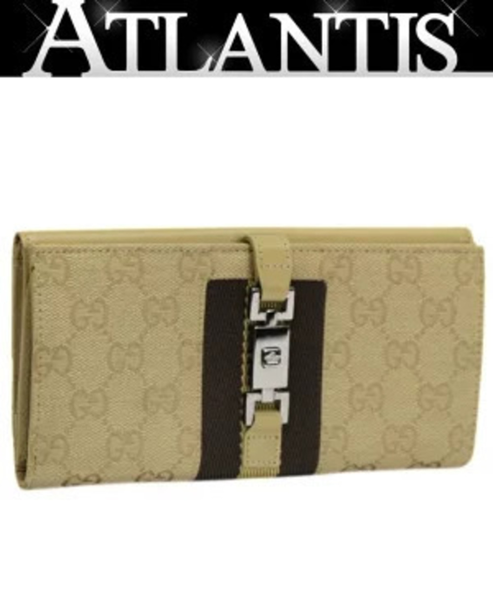 Gucci Jackie bi fold long wallet GG canvas Beige Cream x brown